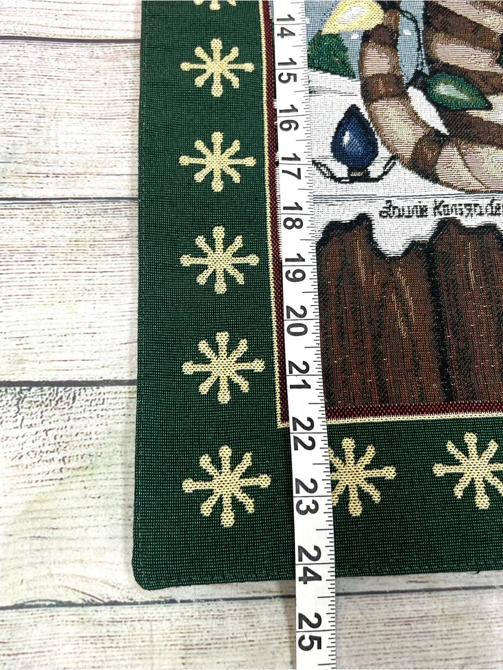Vintage Cat Christmas Tapestry Wall Hanging Holiday 90s Woven Cottagecore